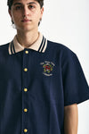 Polo in cotone piquet blu uomo Drôle de monsieur - 5