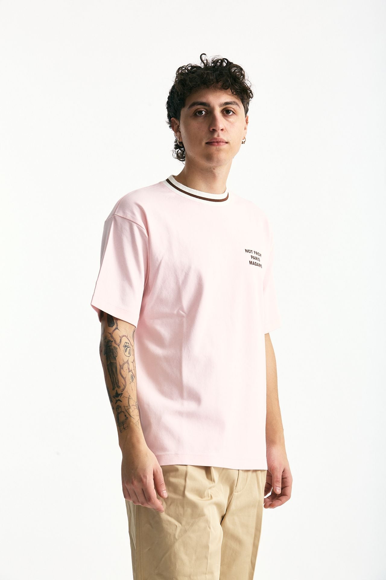 T-shirt in cotone rosa uomo Drôle de monsieur - 3