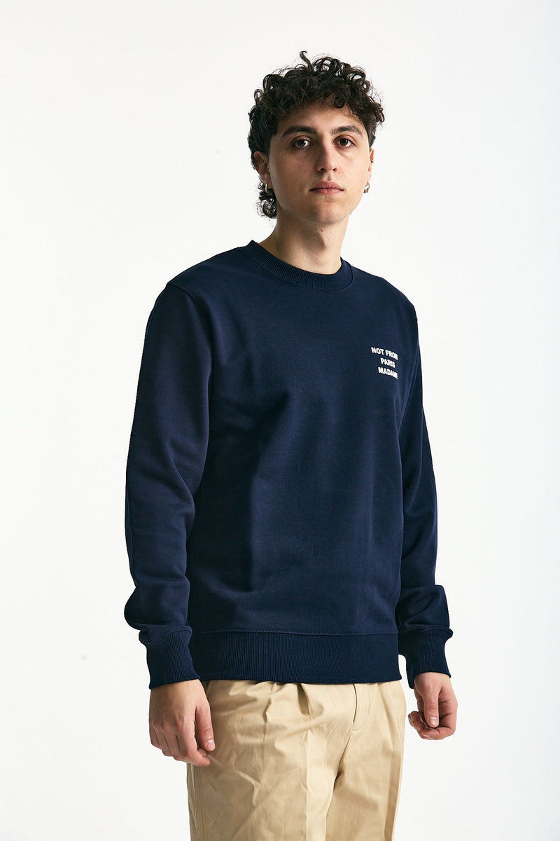 Felpa girocollo in cotone blu uomo Drôle de monsieur - 3