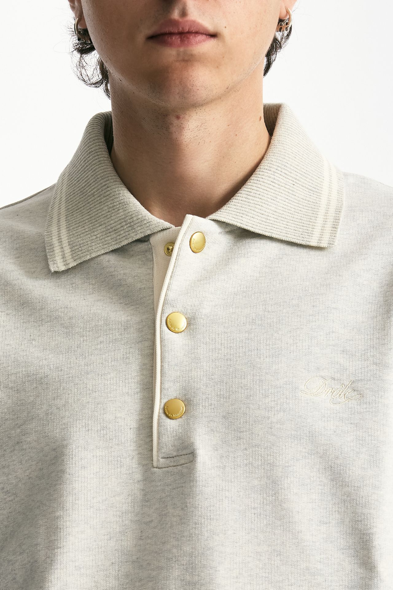 Felpa polo in cotone grigio uomo Drôle de monsieur - 5