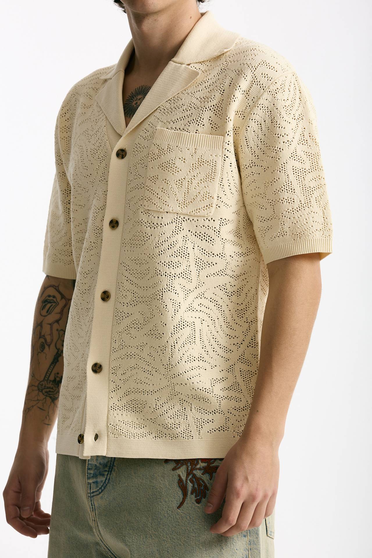 Polo camicia in cotone panna uomo Drôle de monsieur - 1