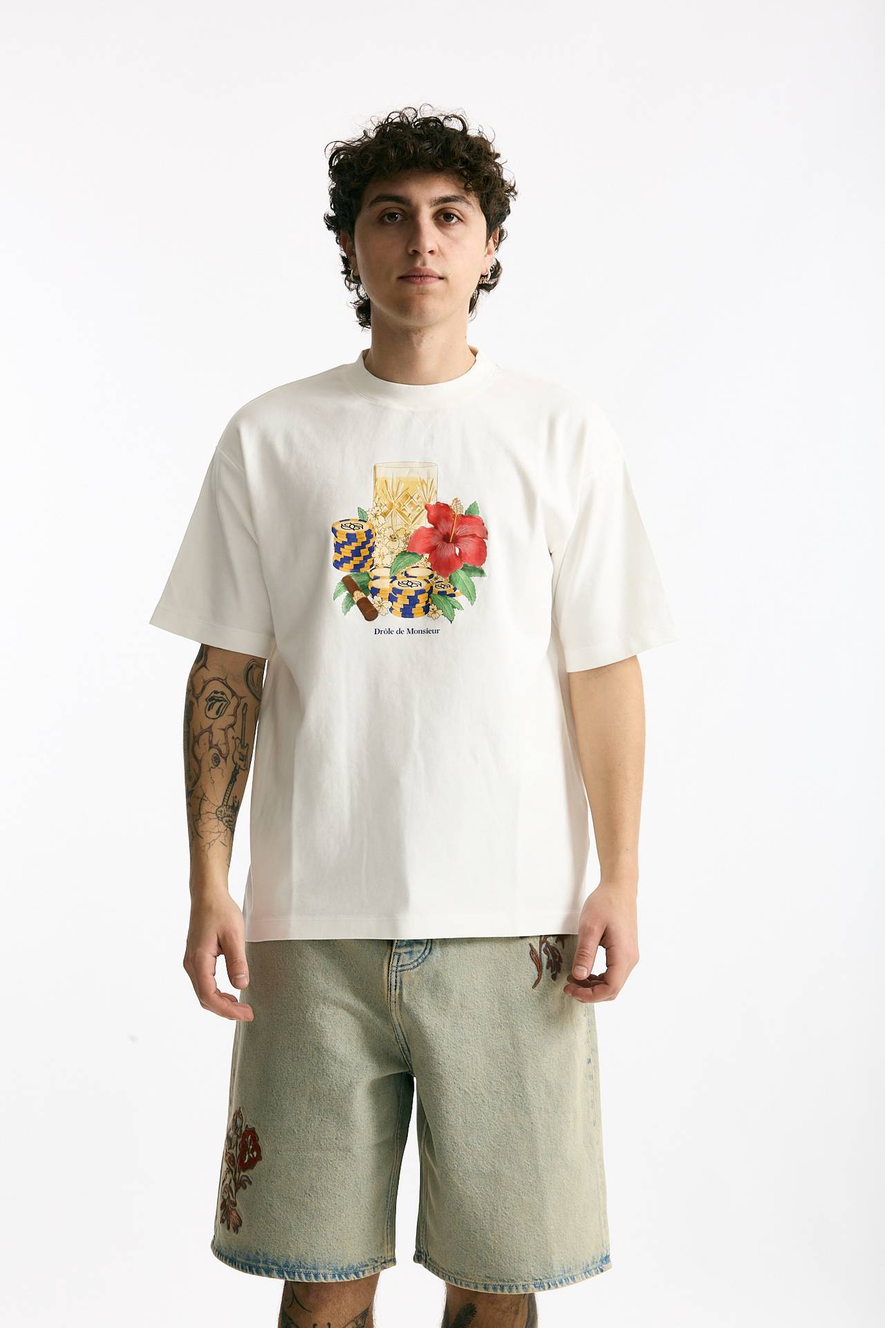 T-shirt in cotone bianco uomo Drôle de monsieur - 1