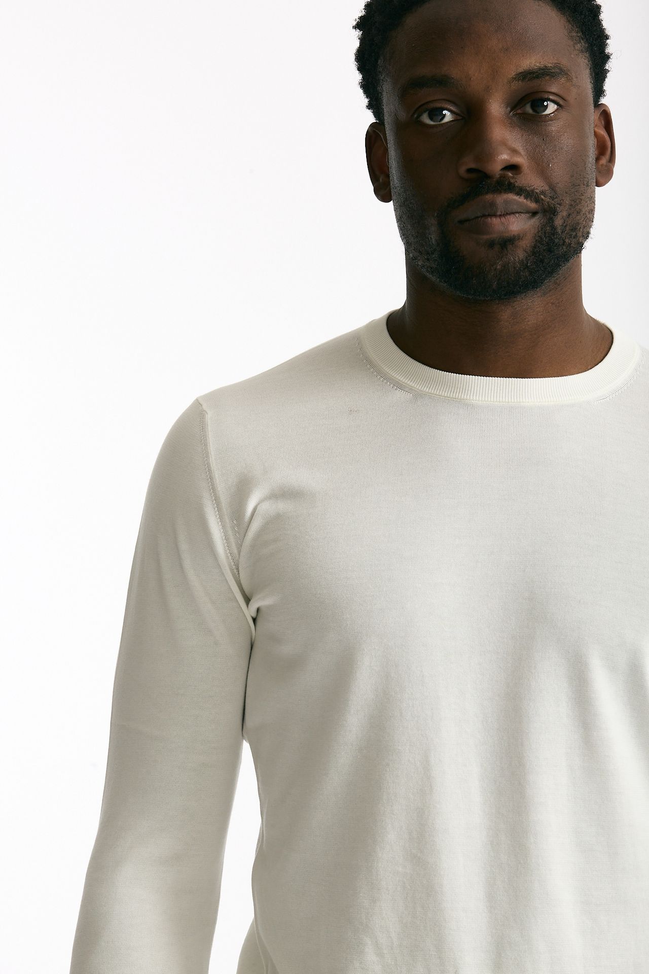 Maglia girocollo in cotone bianco uomo Drumohr - 5