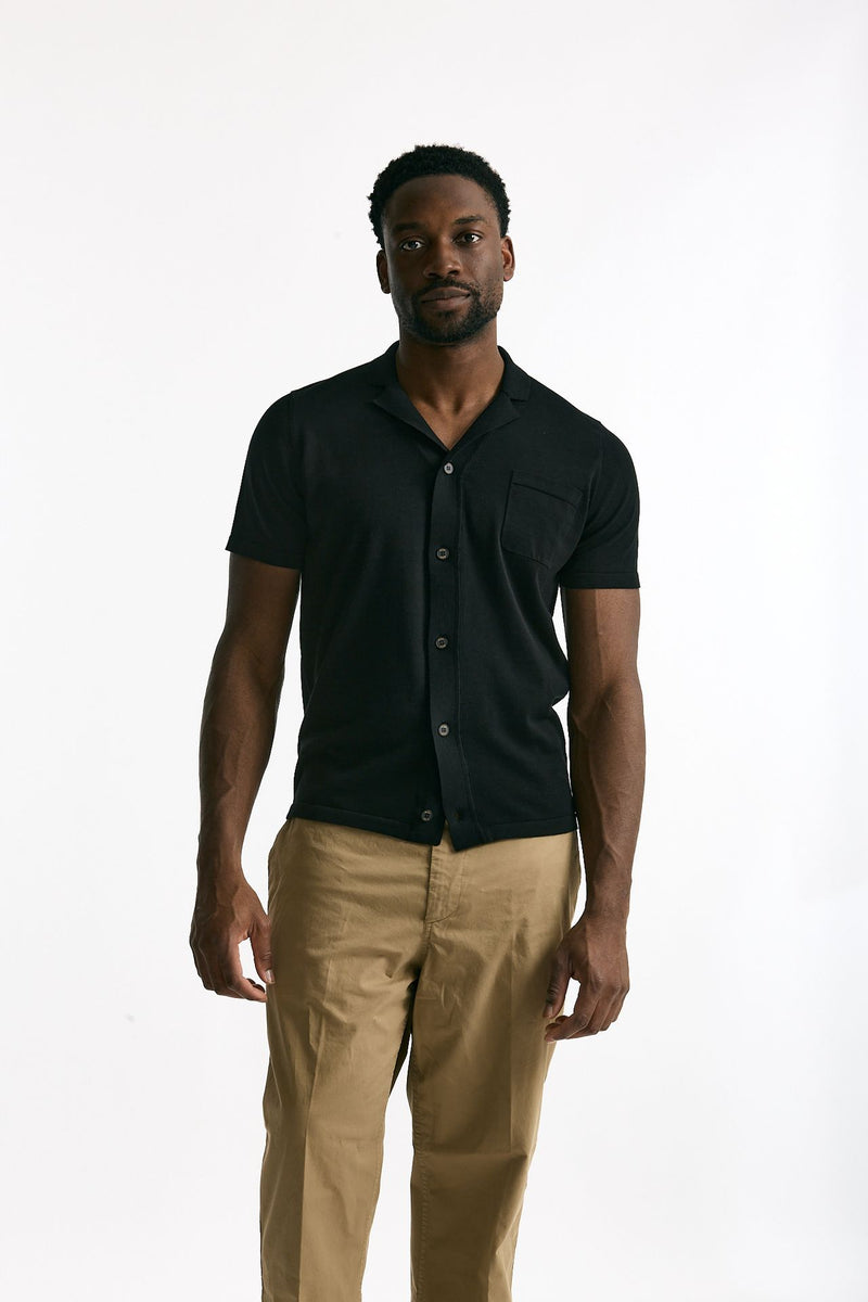 Cardigan mezza manica in cotone nero uomo Drumohr - 2