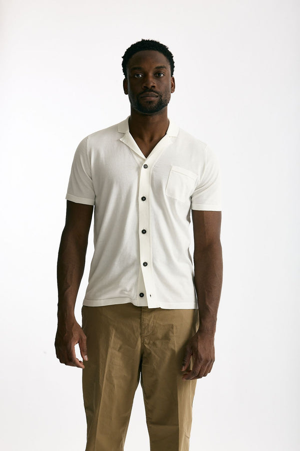 Cardigan mezza manica in cotone bianco uomo Drumohr