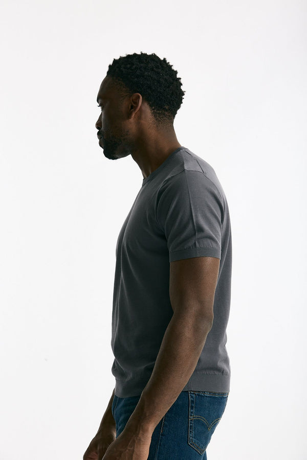 T-shirt in cotone grigio uomo Drumohr