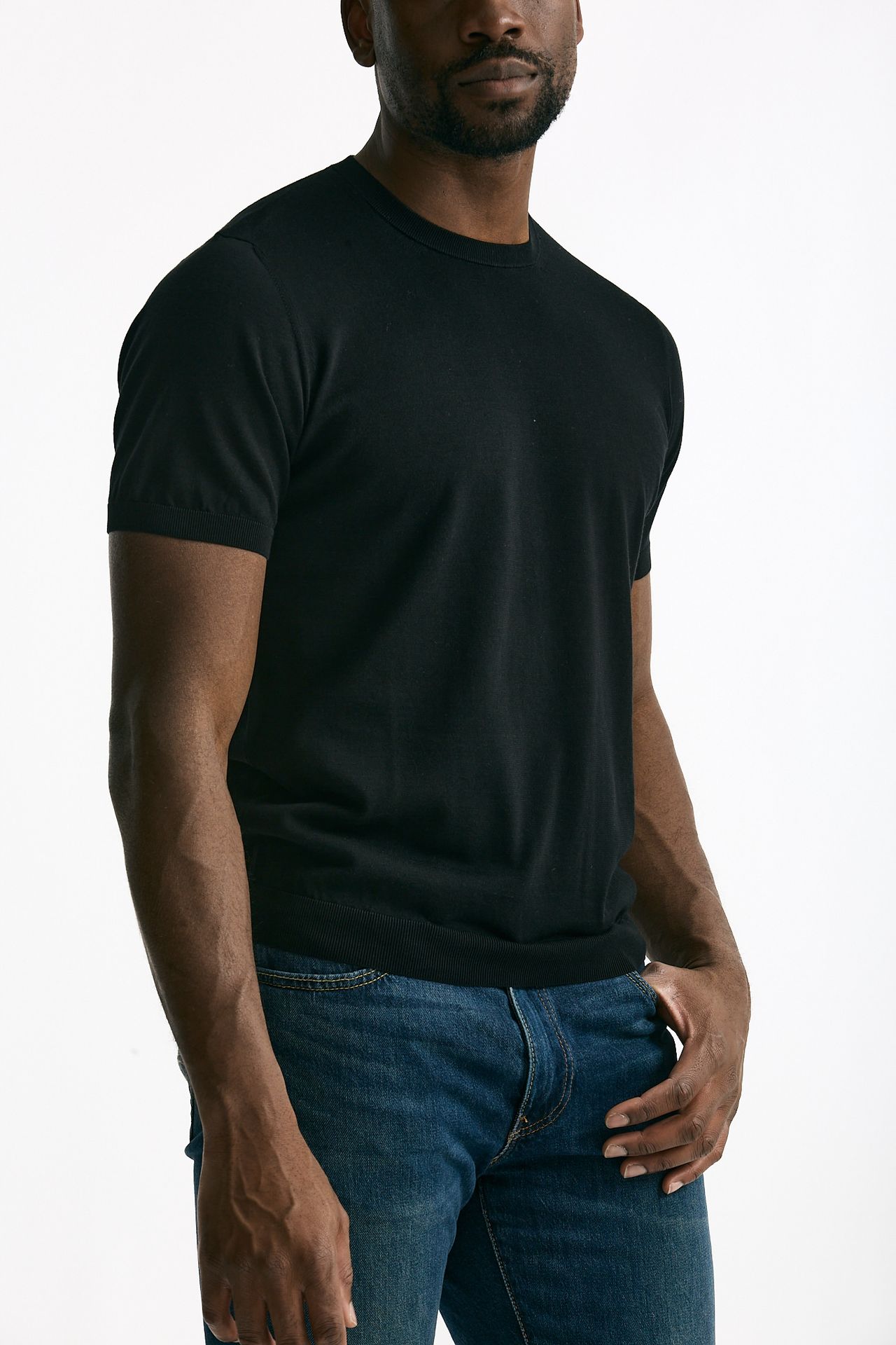 T-shirt in cotone nero uomo Drumohr - 4