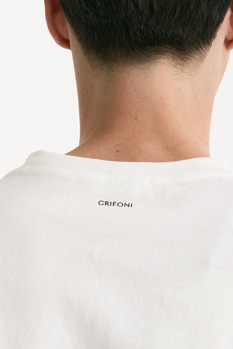 T-shirt in cotone “doppio” bianco uomo Grifoni - 4