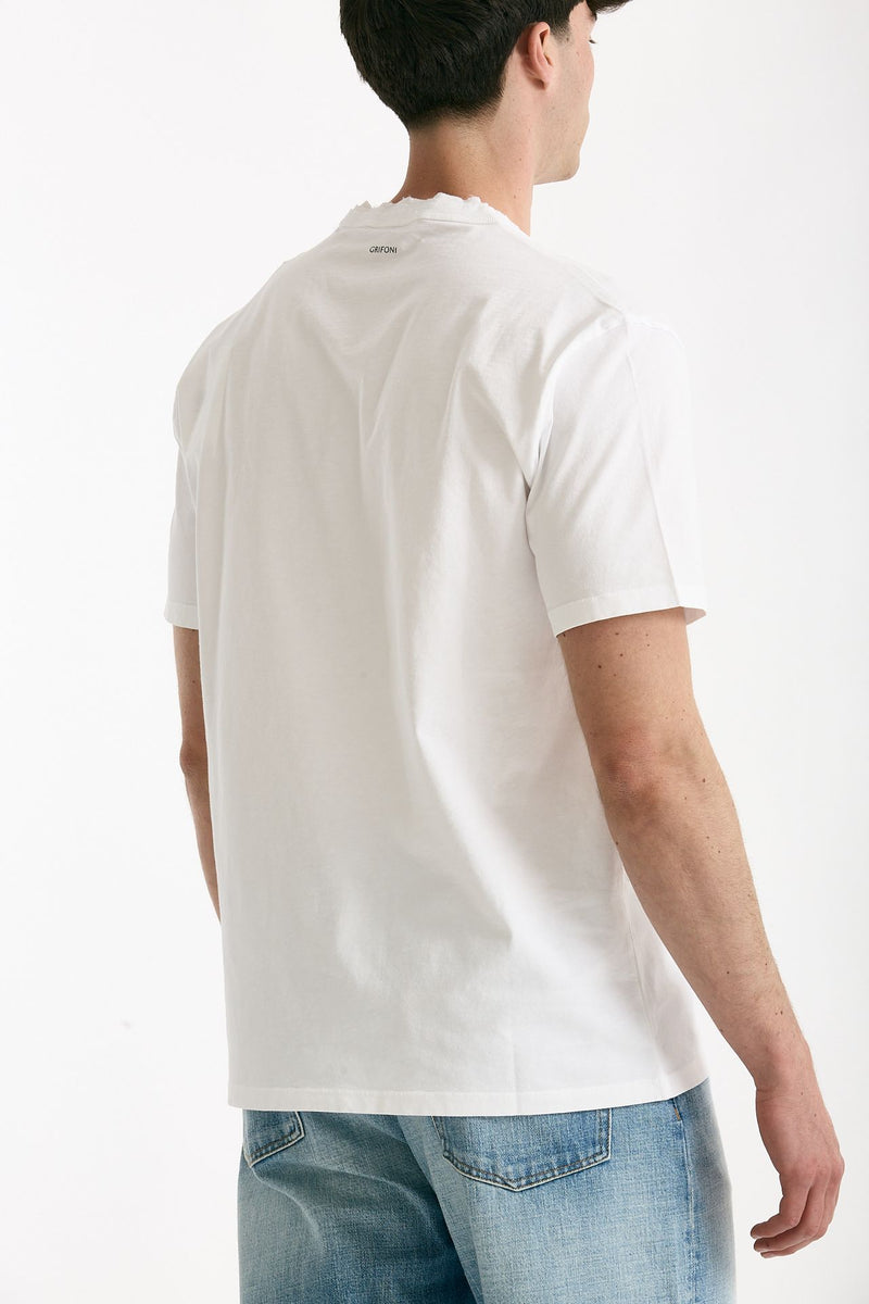 T-shirt Scollo a V bianco uomo Grifoni - 4