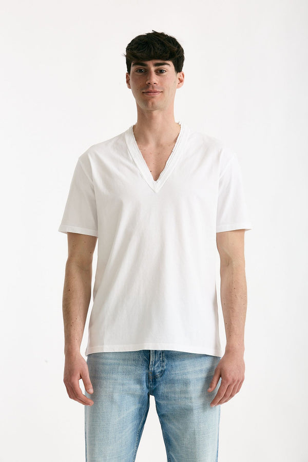 T-shirt Scollo a V bianco uomo Grifoni