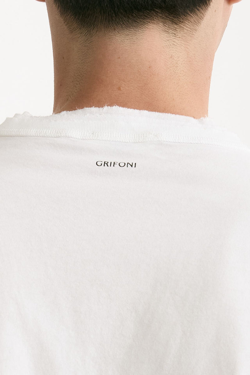 T-shirt Scollo a V bianco uomo Grifoni - 6