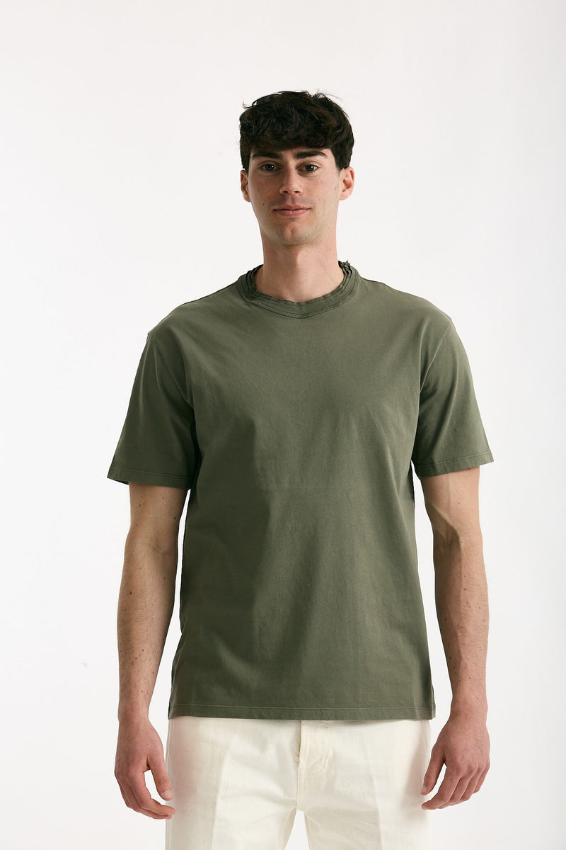 T-shirt girocollo in cotone verde militare uomo Grifoni - 2