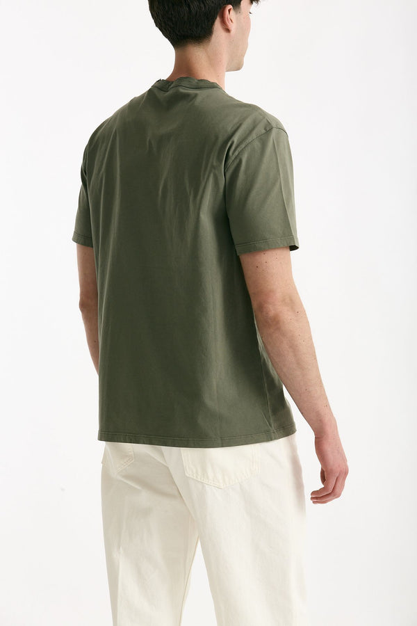 T-shirt girocollo in cotone verde militare uomo Grifoni
