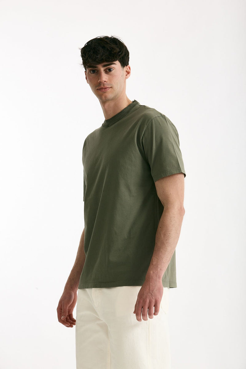 T-shirt girocollo in cotone verde militare uomo Grifoni - 4