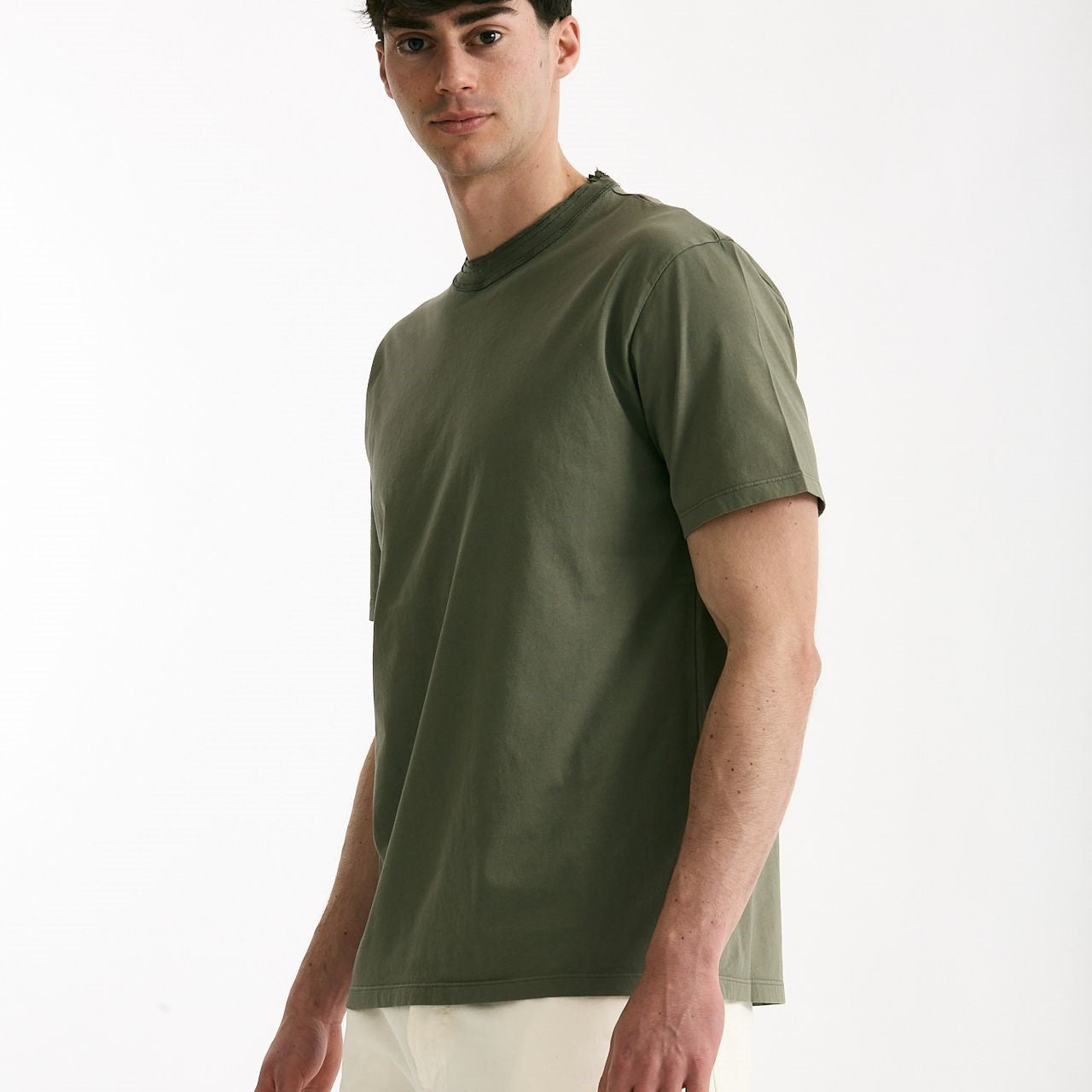 T-shirt girocollo in cotone verde militare uomo Grifoni - 6