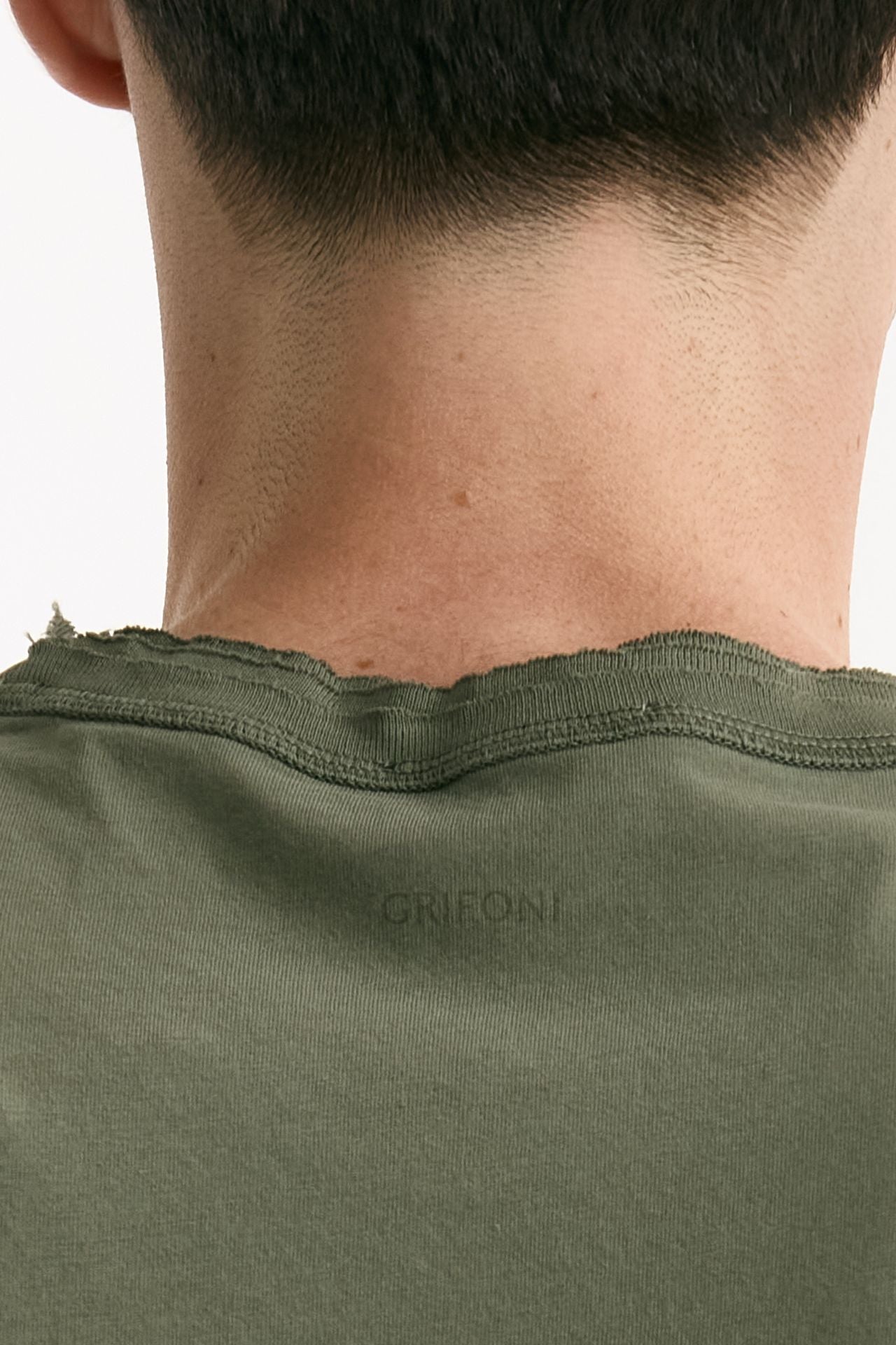 T-shirt girocollo in cotone verde militare uomo Grifoni - 5