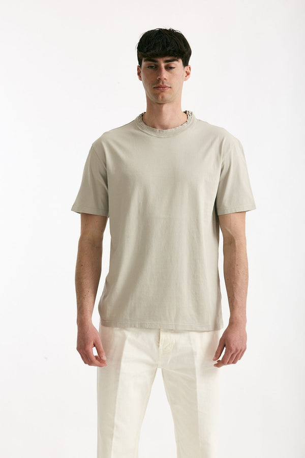 T-shirt girocollo in cotone beige uomo Grifoni