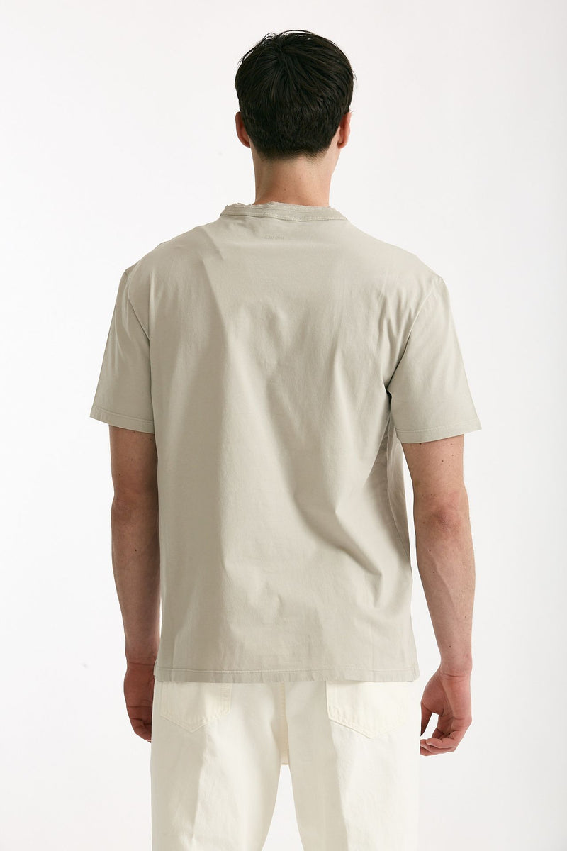 T-shirt girocollo in cotone beige uomo Grifoni - 3