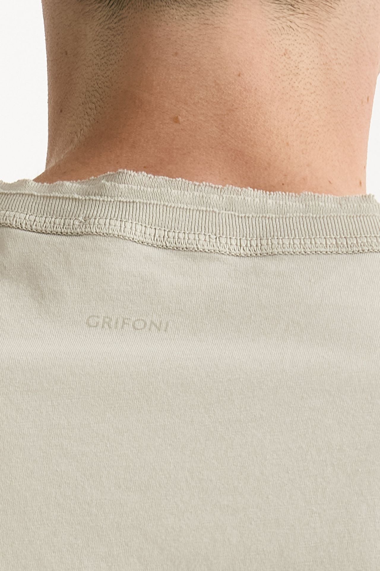 T-shirt girocollo in cotone beige uomo Grifoni - 4