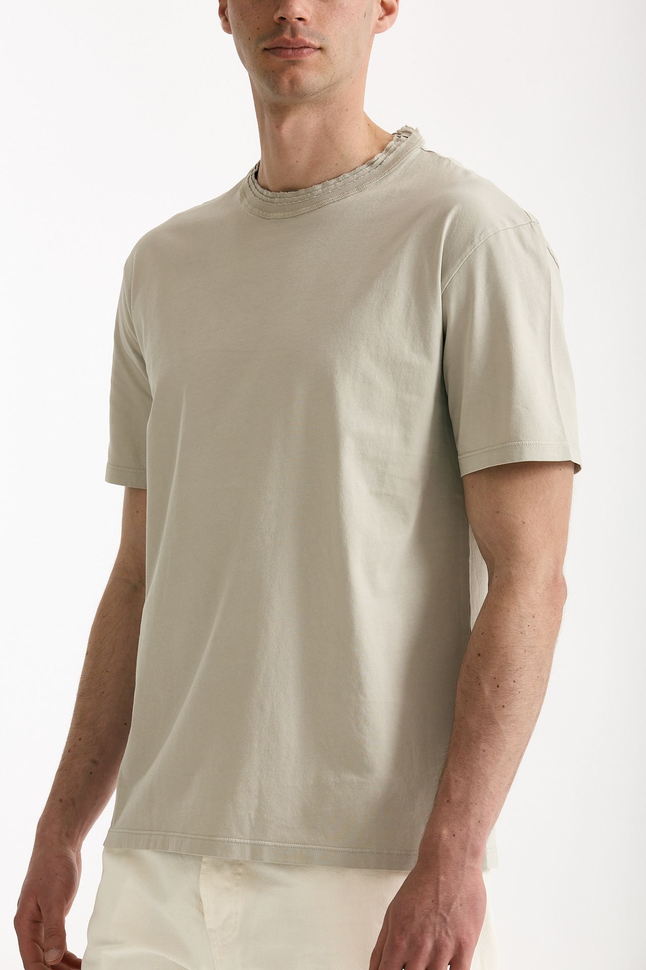 T-shirt girocollo in cotone beige uomo Grifoni - 5