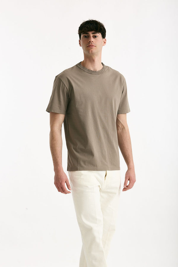 T-shirt Girocollo in cotone tortora uomo Grifoni