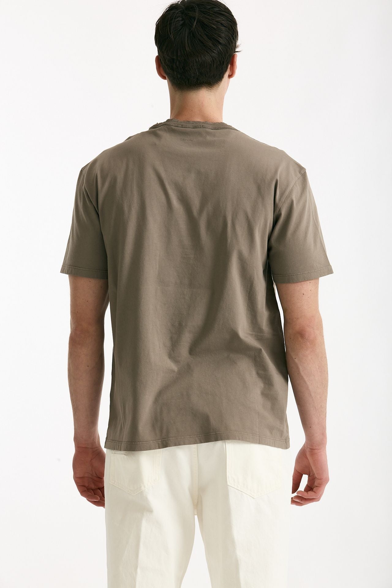 T-shirt Girocollo in cotone tortora uomo Grifoni - 3