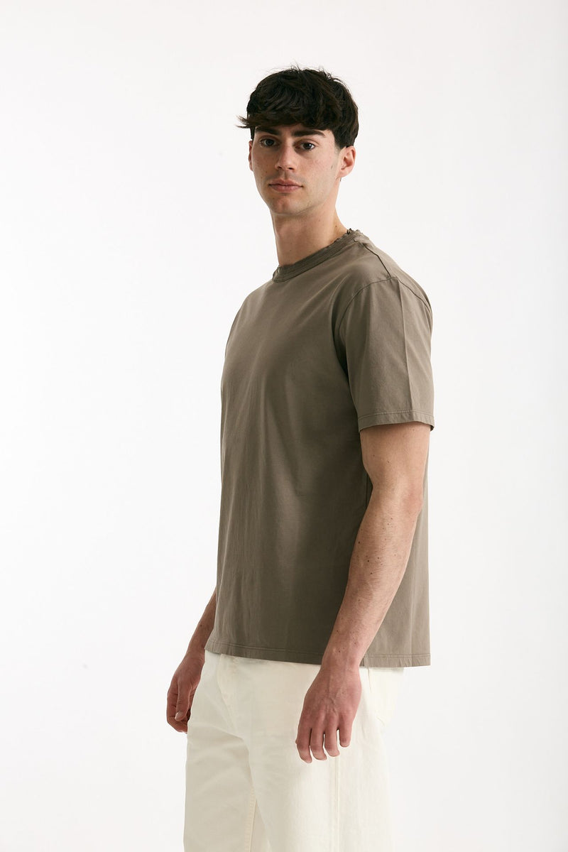 T-shirt Girocollo in cotone tortora uomo Grifoni - 4