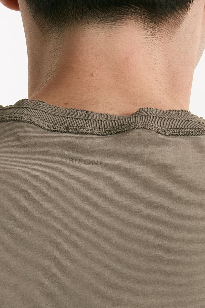 T-shirt Girocollo in cotone tortora uomo Grifoni - 6