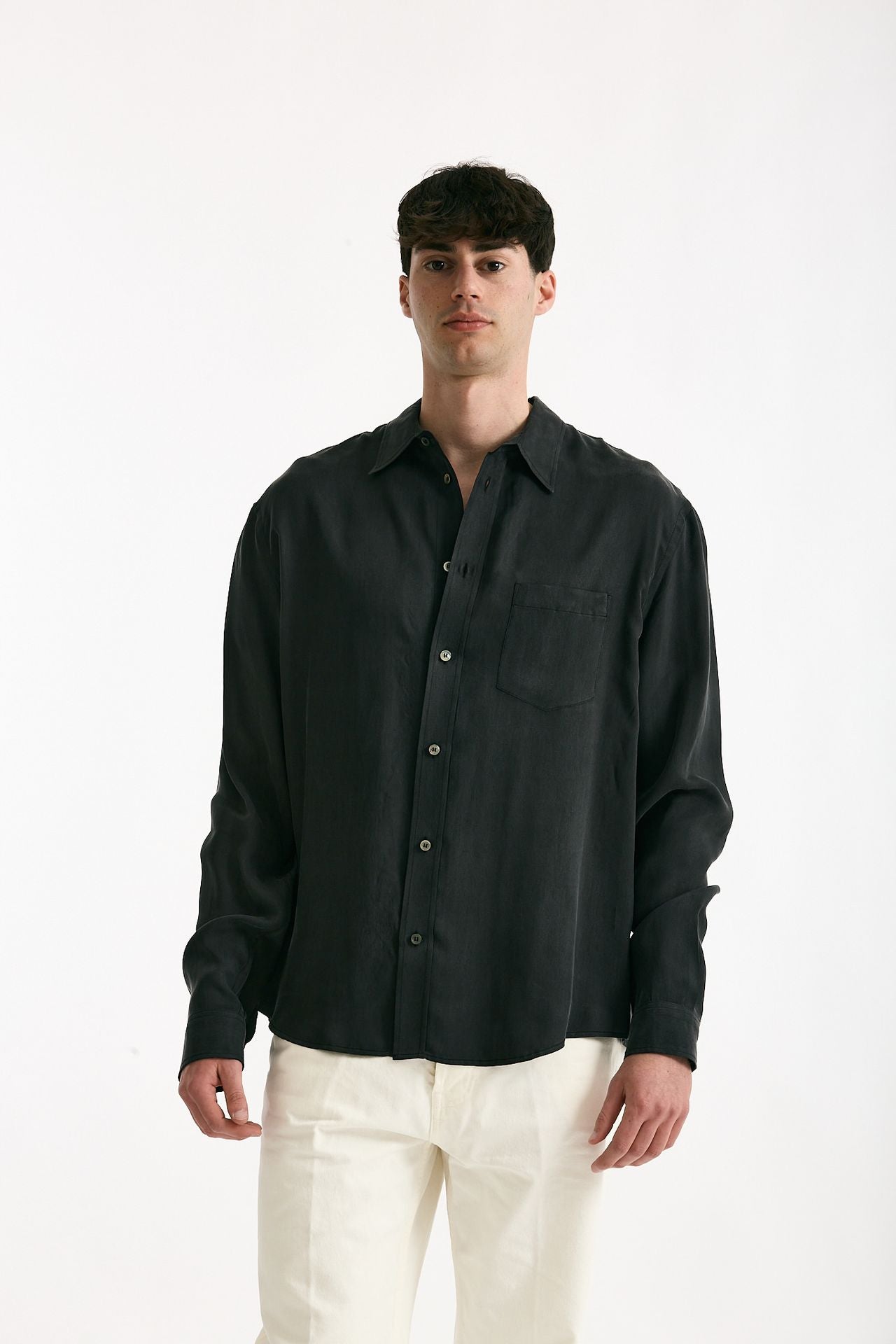 Camicia in cupro nero uomo Grifoni - 1