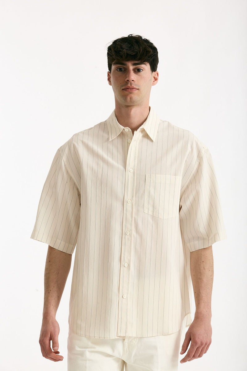 Camicia mezza manica in viscosa rigato uomo Grifoni - 1