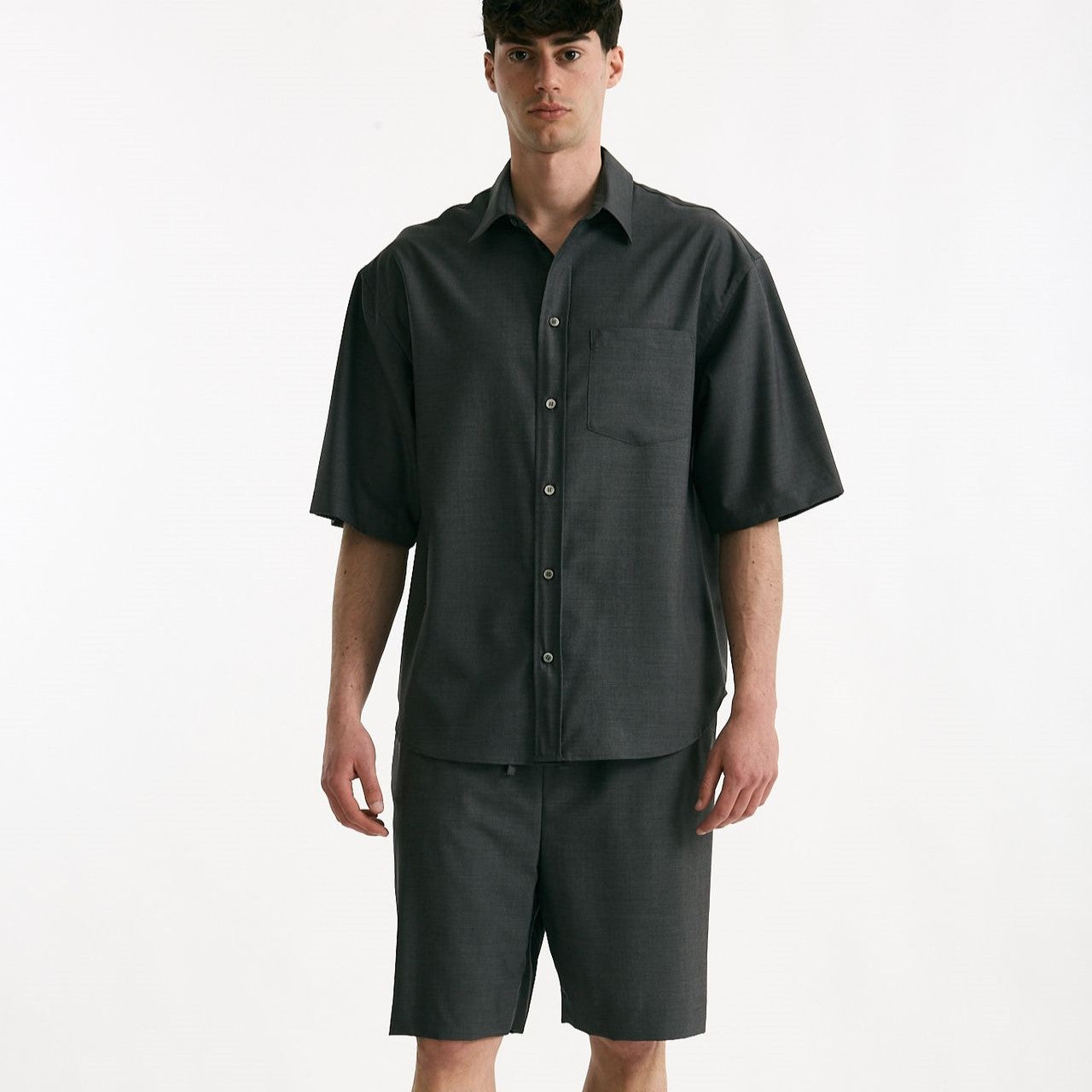 Camicia in lana ferma grigio uomo Grifoni - 6