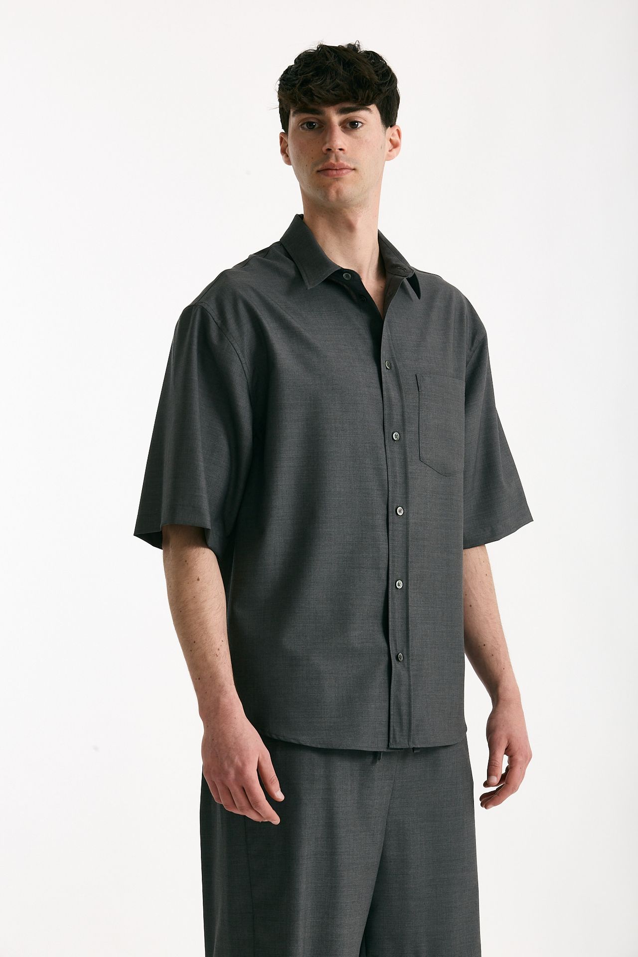 Camicia in lana ferma grigio uomo Grifoni - 1