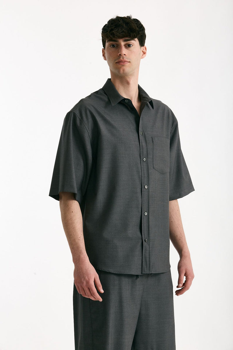 Camicia in lana ferma grigio uomo Grifoni - 1