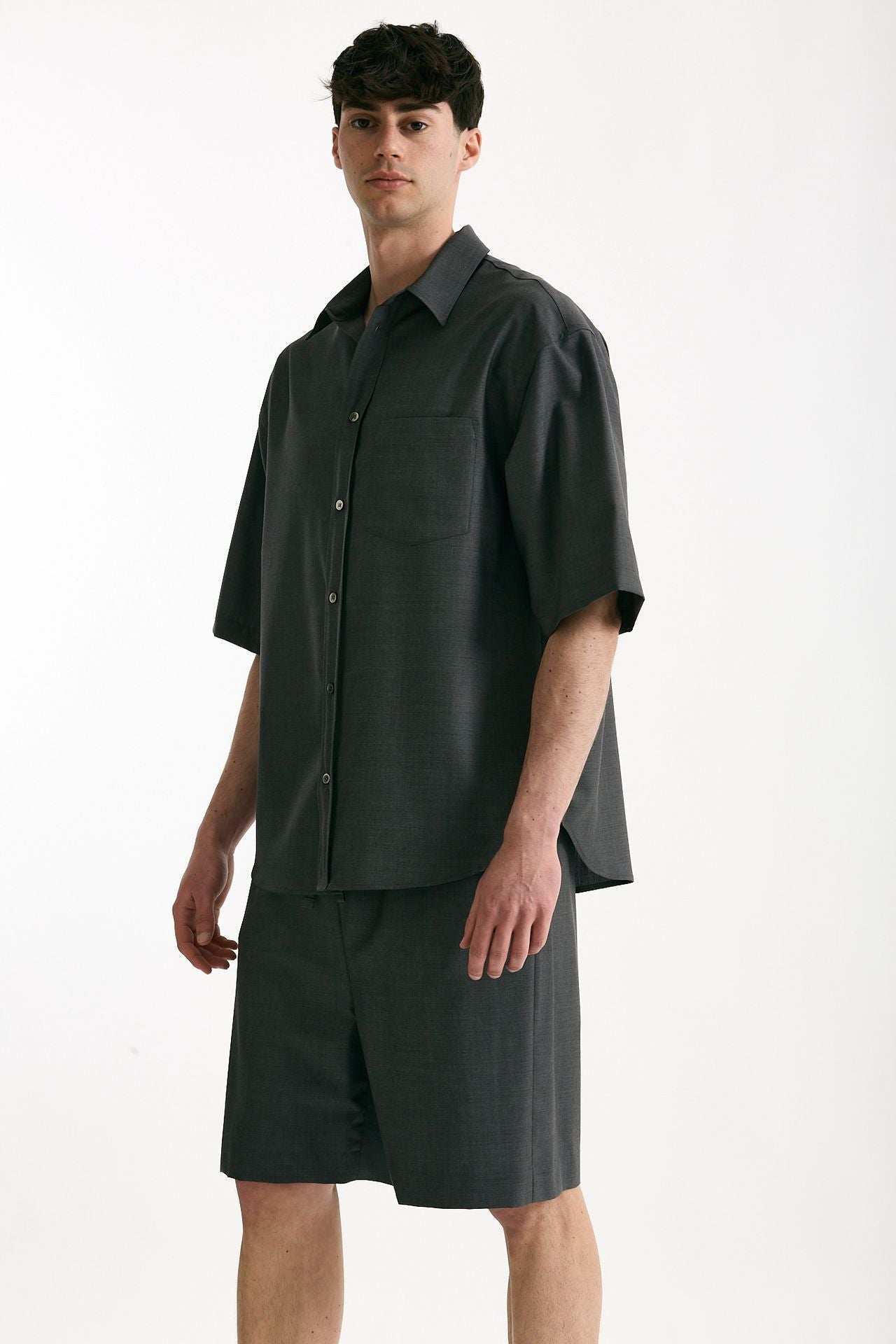 Camicia in lana ferma grigio uomo Grifoni - 4