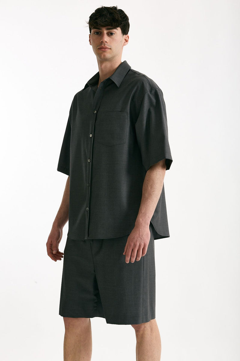 Camicia in lana ferma grigio uomo Grifoni - 4