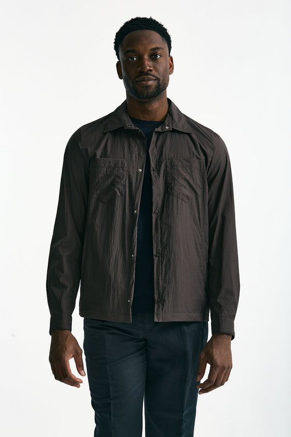 Giubbino camicia in nylon marrone uomo Herno