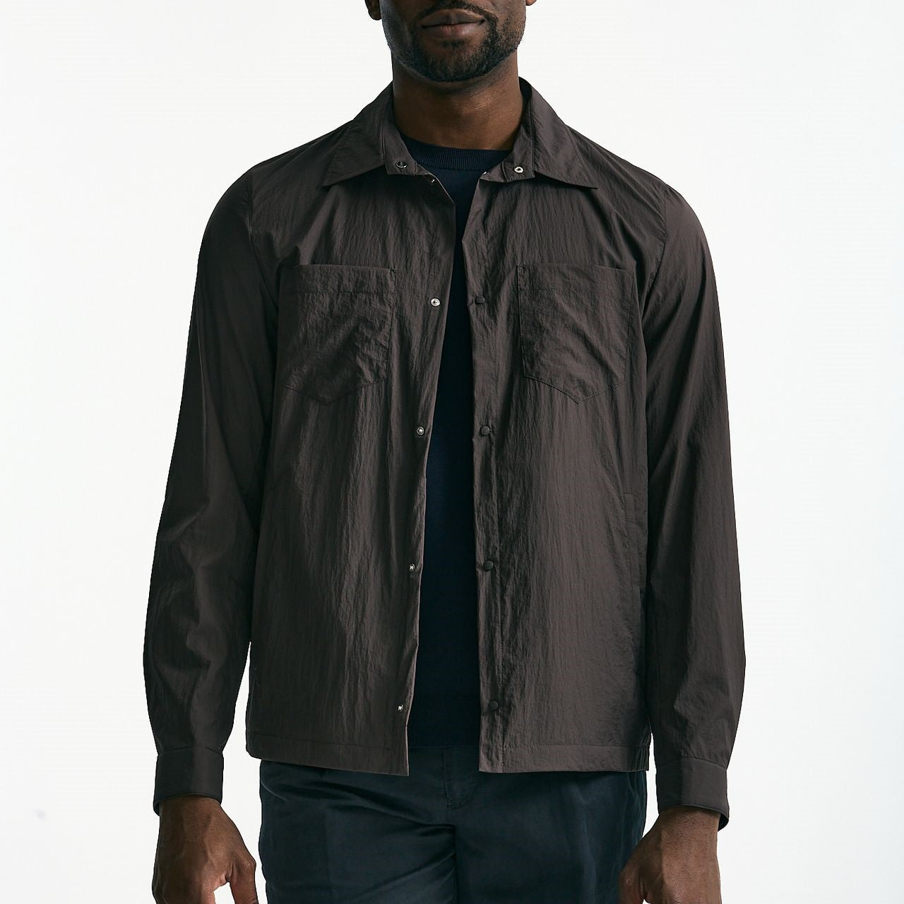Giubbino camicia in nylon marrone uomo Herno - 7