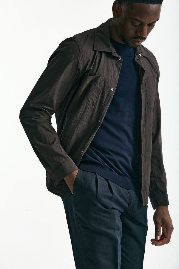 Giubbino camicia in nylon marrone uomo Herno