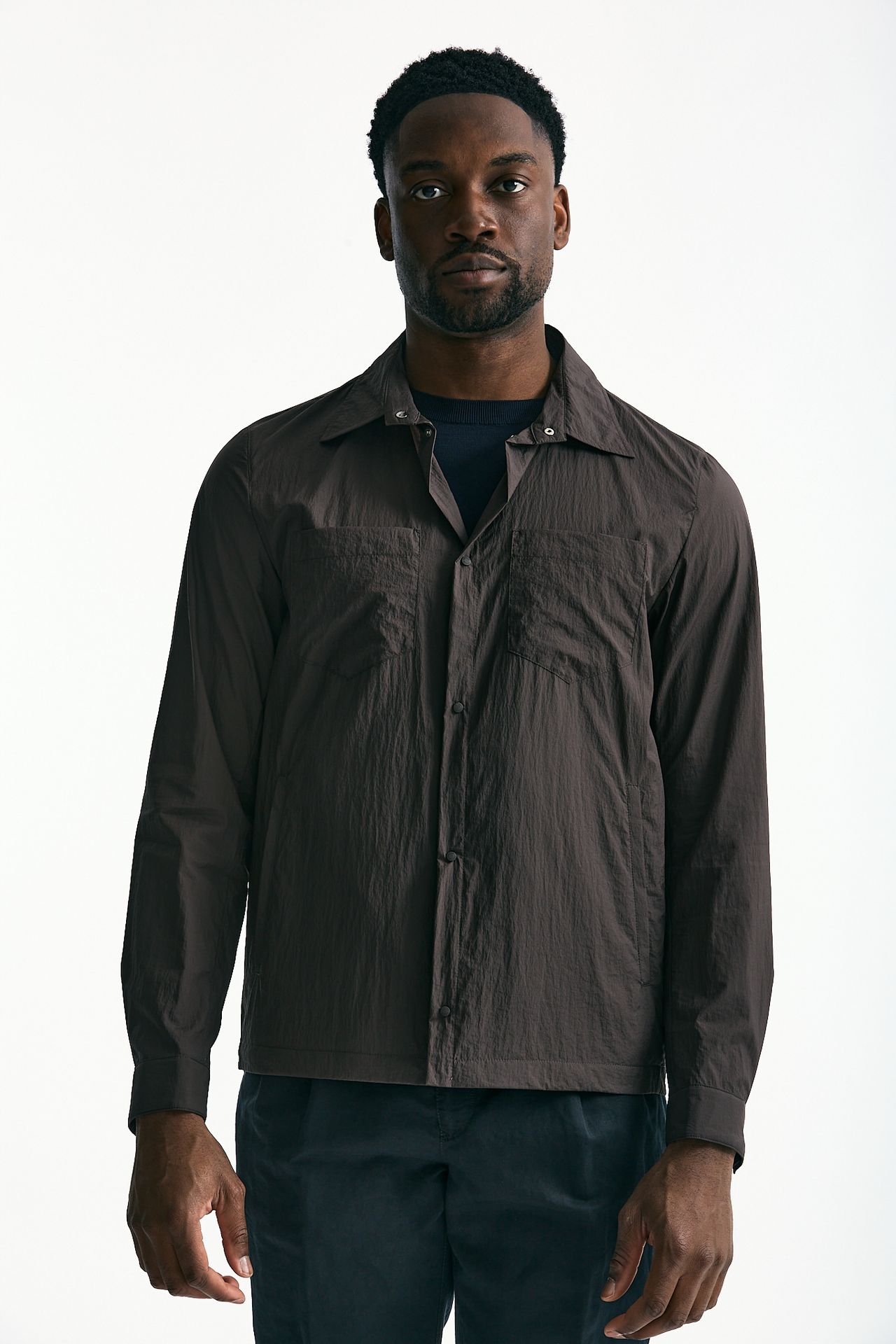 Giubbino camicia in nylon marrone uomo Herno - 5