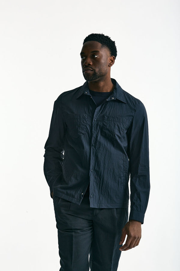 Giubbino camicia in nylon blu uomo Herno