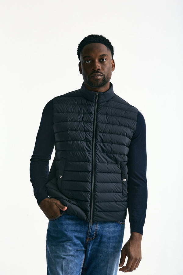 Smanicato micro piumino ibrido blu uomo Herno