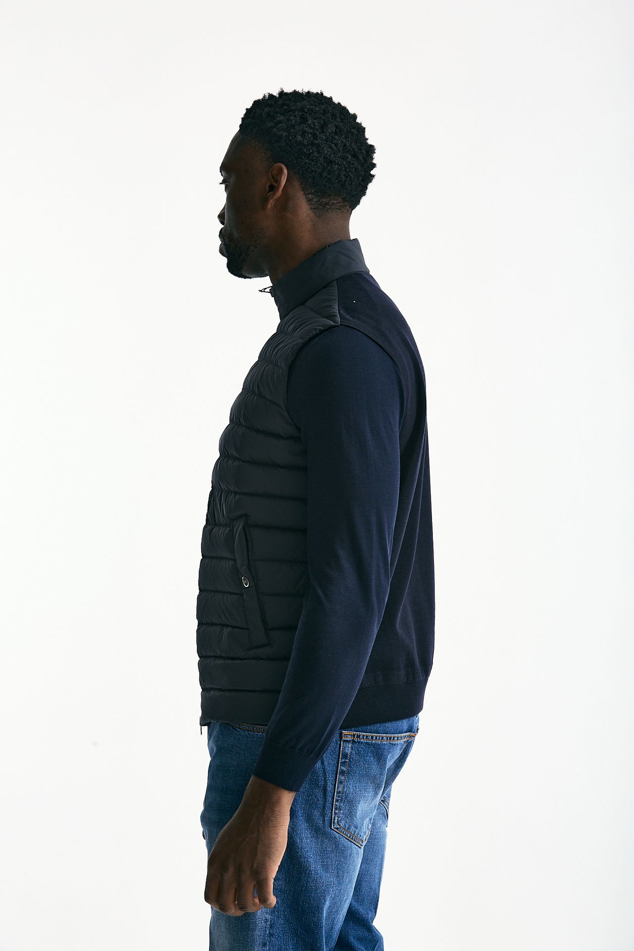 Smanicato micro piumino ibrido blu uomo Herno - 3