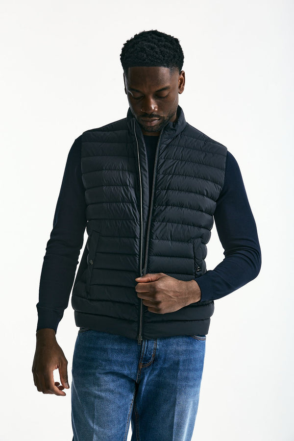 Smanicato micro piumino ibrido blu uomo Herno