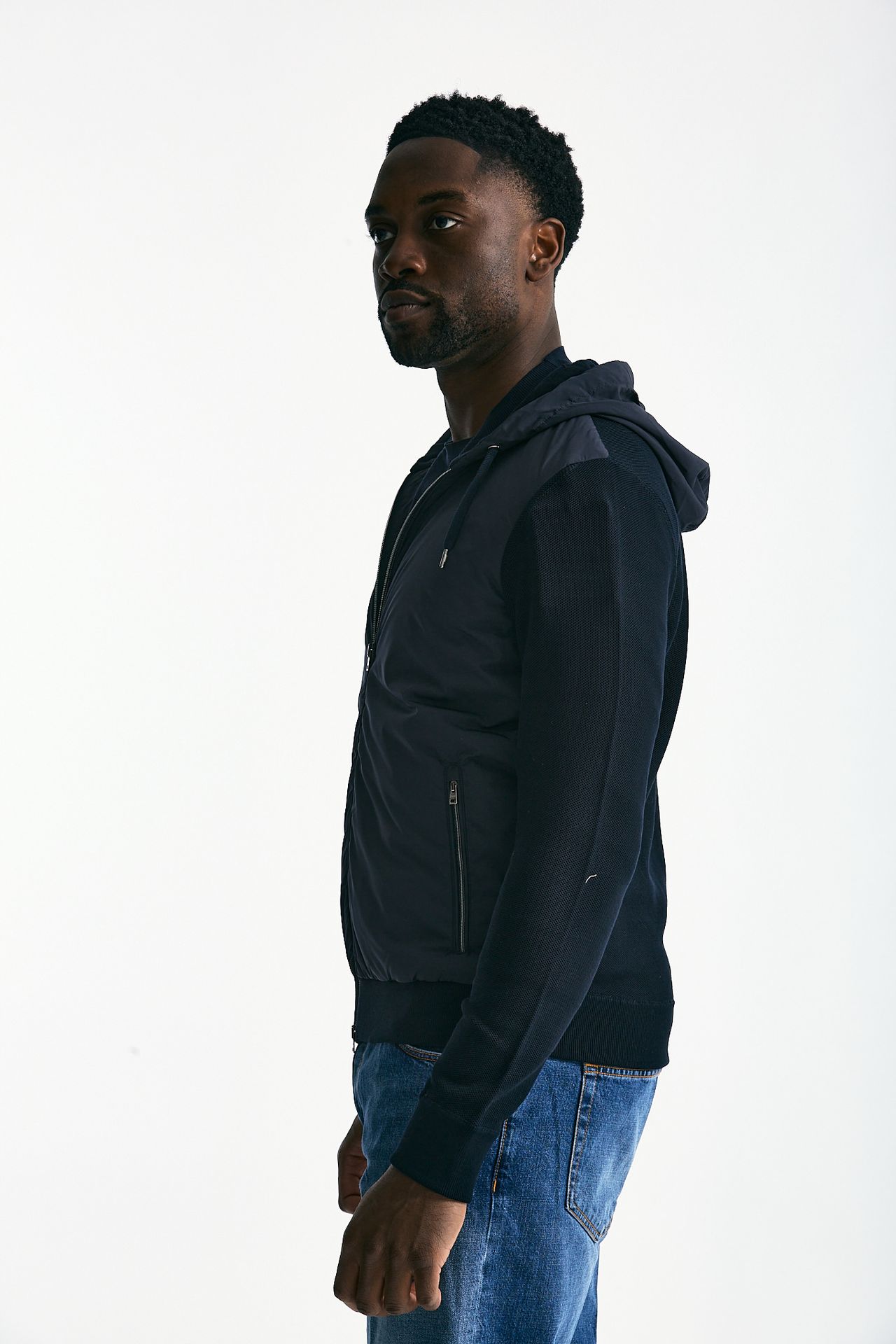 Giubbino ibrido blu Micro piuma e jersey di cotone uomo Herno - 3