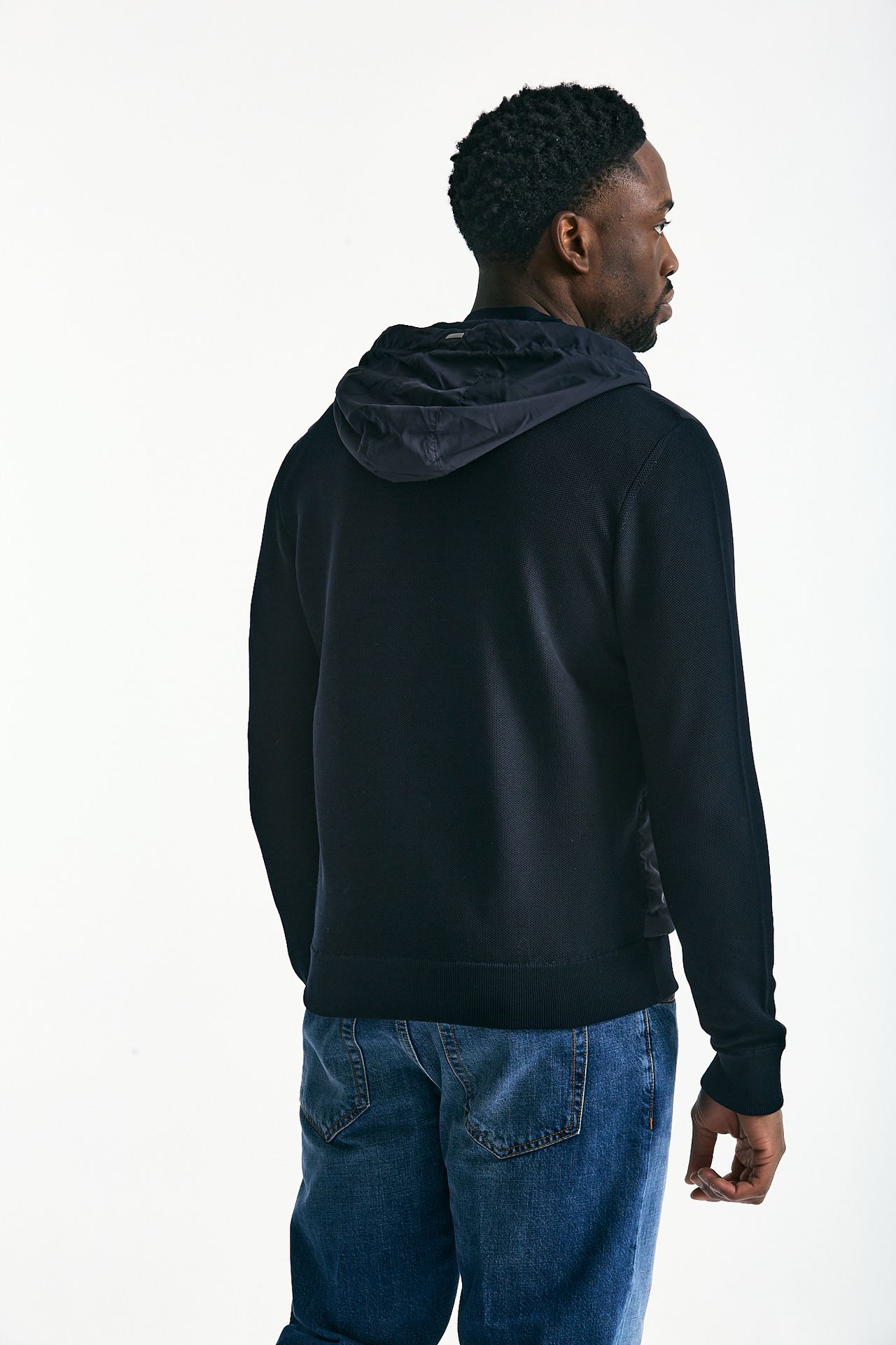 Giubbino ibrido blu Micro piuma e jersey di cotone uomo Herno - 5