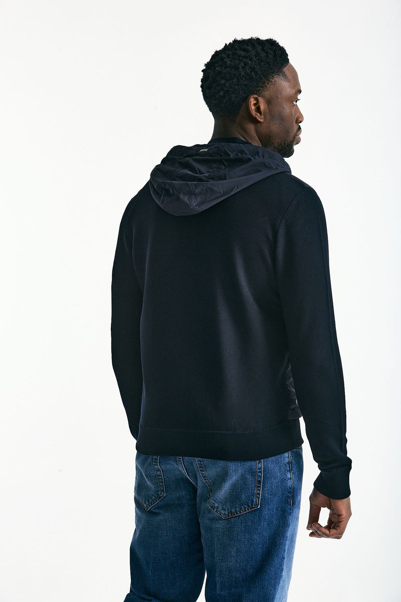 Giubbino ibrido blu Micro piuma e jersey di cotone uomo Herno - 5