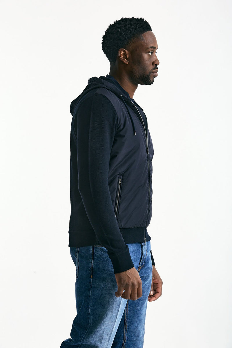 Giubbino ibrido blu Micro piuma e jersey di cotone uomo Herno - 4