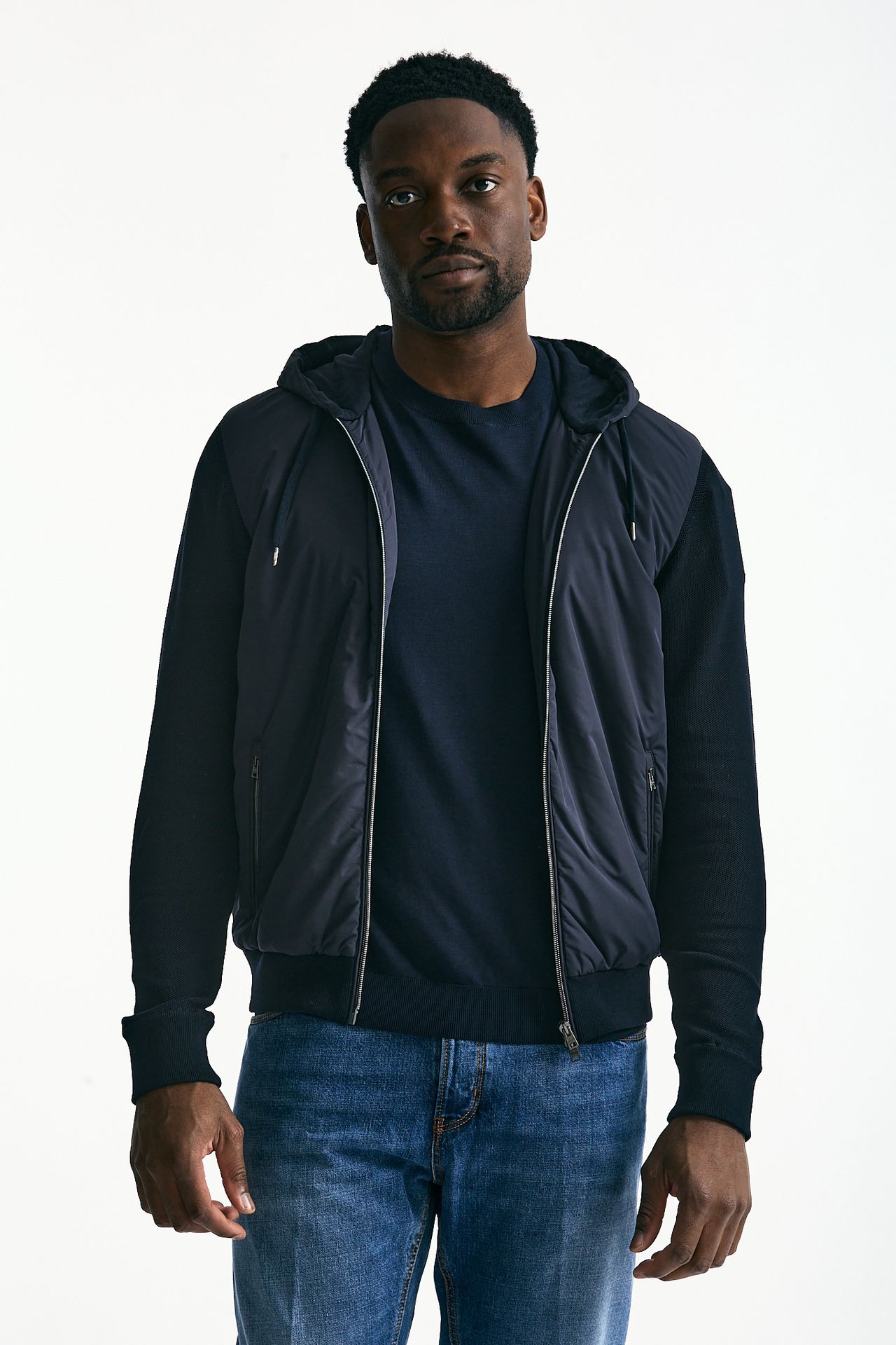 Giubbino ibrido blu Micro piuma e jersey di cotone uomo Herno - 2