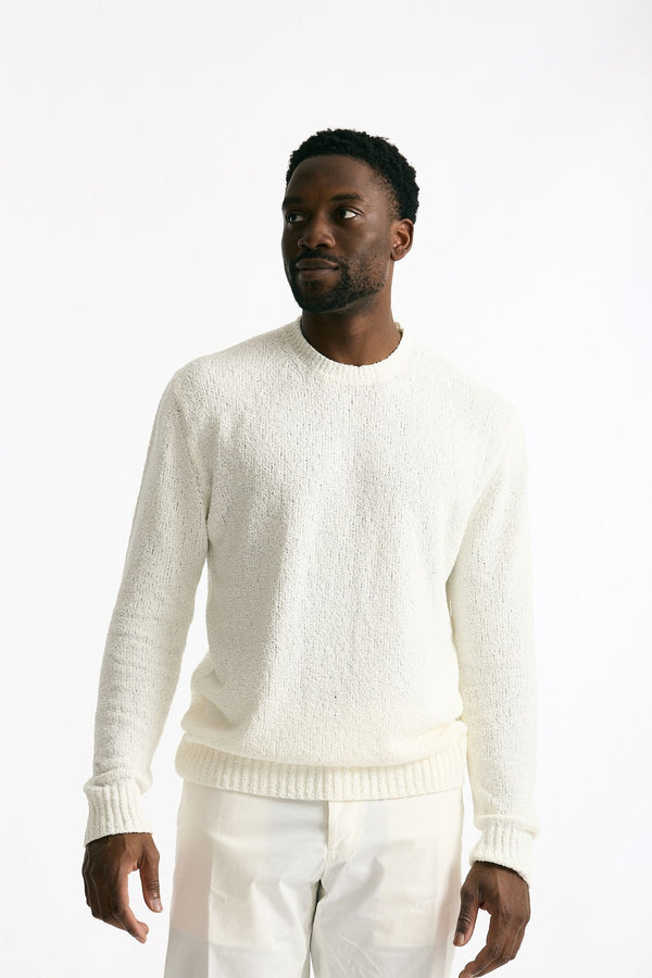 Maglia in cotone boucle bianco uomo Hosio