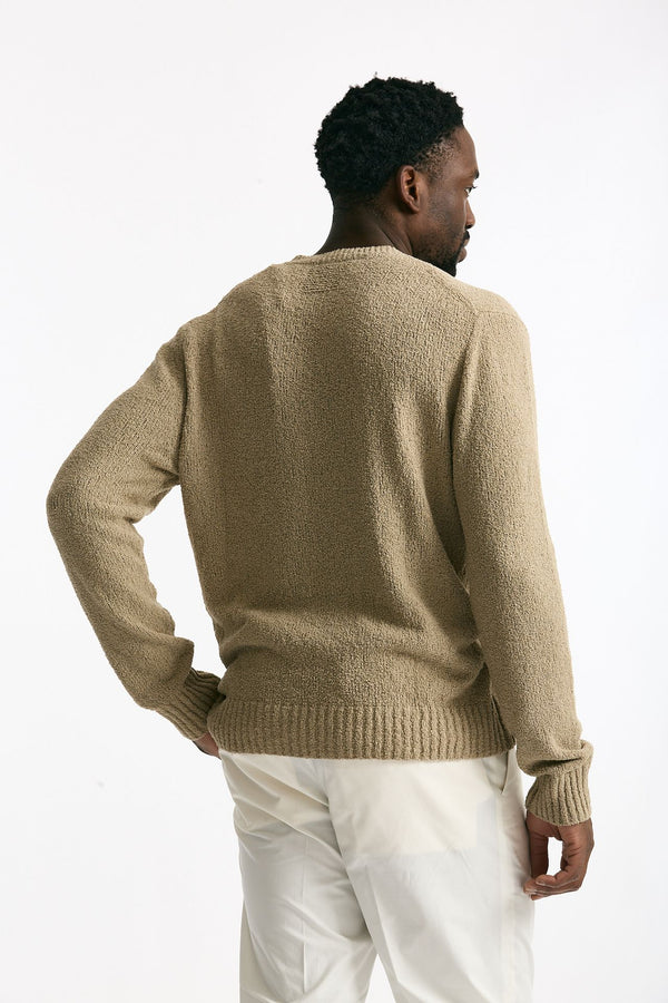 Maglia in cotone bouclè beige uomo Hosio